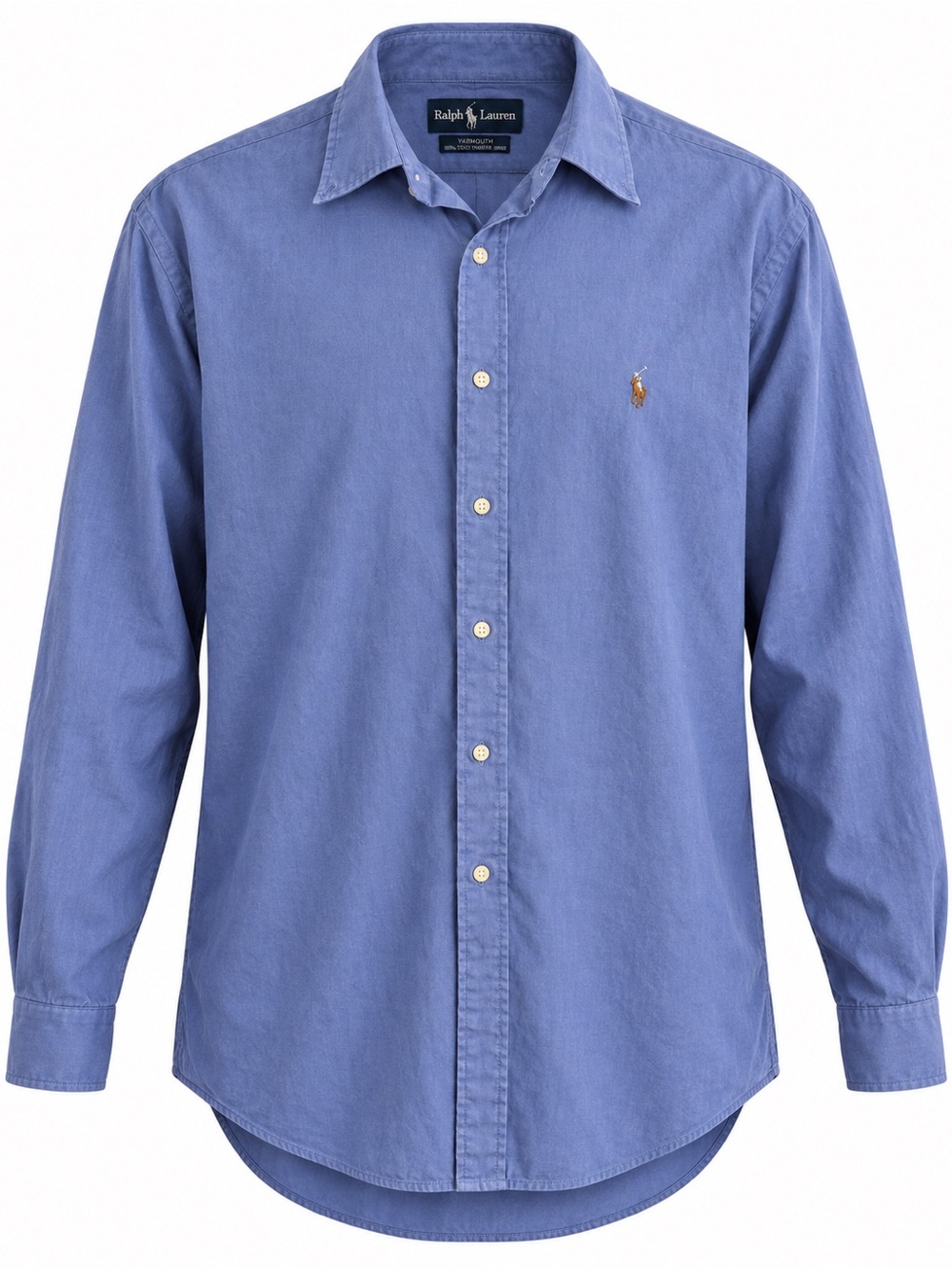 90s Vintage Ralph Lauren Yarmouth Blue Pinpoint Oxford Cotton Shirt